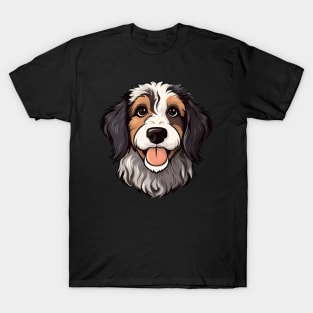 Bernedoodle Face Cute Cartoon Puppy Dog Lover T-Shirt